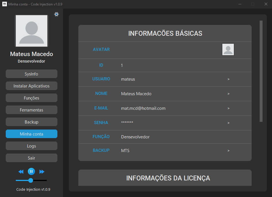 Code Injection - Minha conta